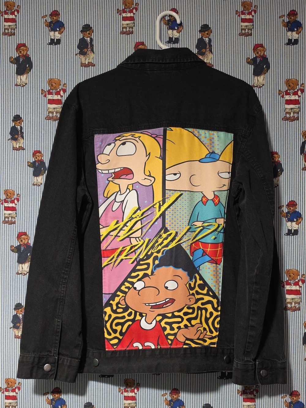 Hey Arnold Nickelodeon Black Denim Jacket Large